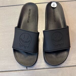 CycleBar Black Embossed Slide Sandals
